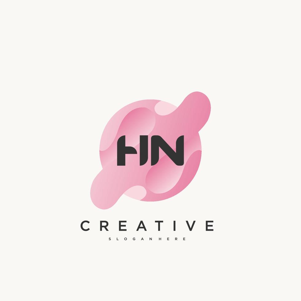 HN Initial Letter Colorful logo icon design template elements Vector