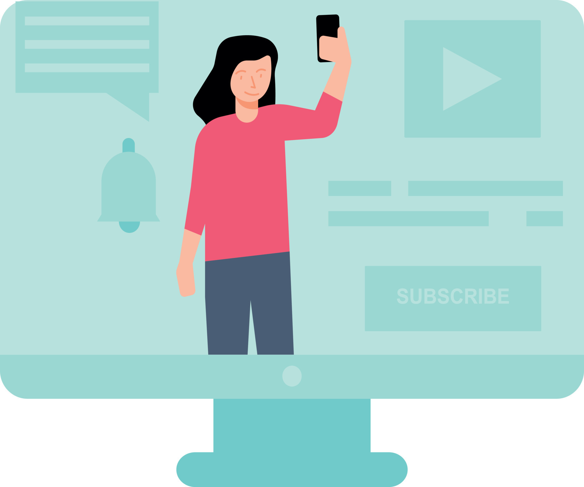 The Girl Is Creating A Channel For Subscribers 13270946 Vector Art At The Girl Is Creating A Channel For Subscribers 13270946 Vector Art At