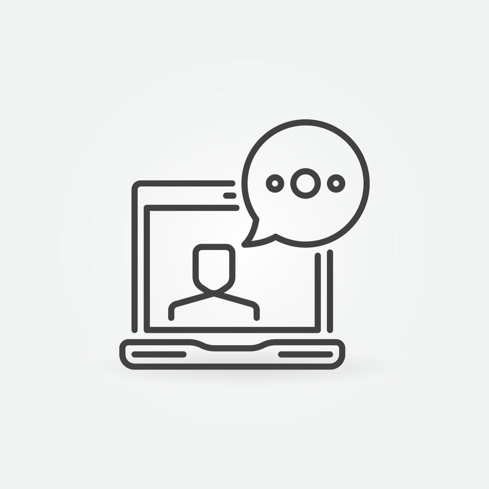 Laptop with Speech Bubble outline icon. Vector Vlog sign