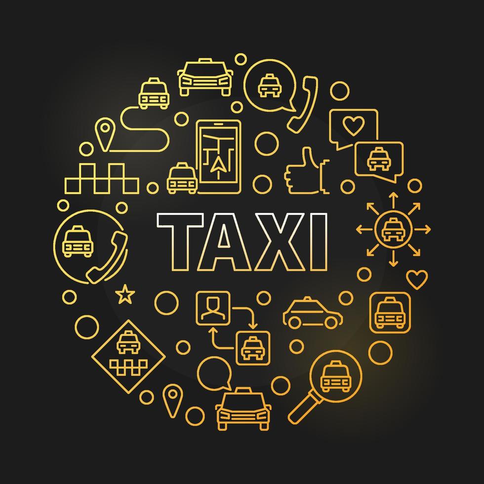 Taxi vector concept round colorful outline illustration