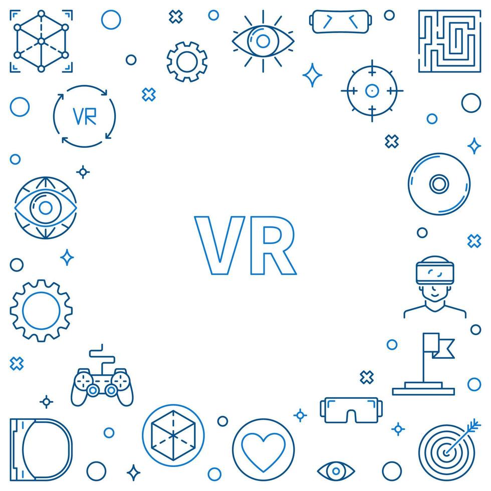 VR or Virtual Reality vector outline frame on white background