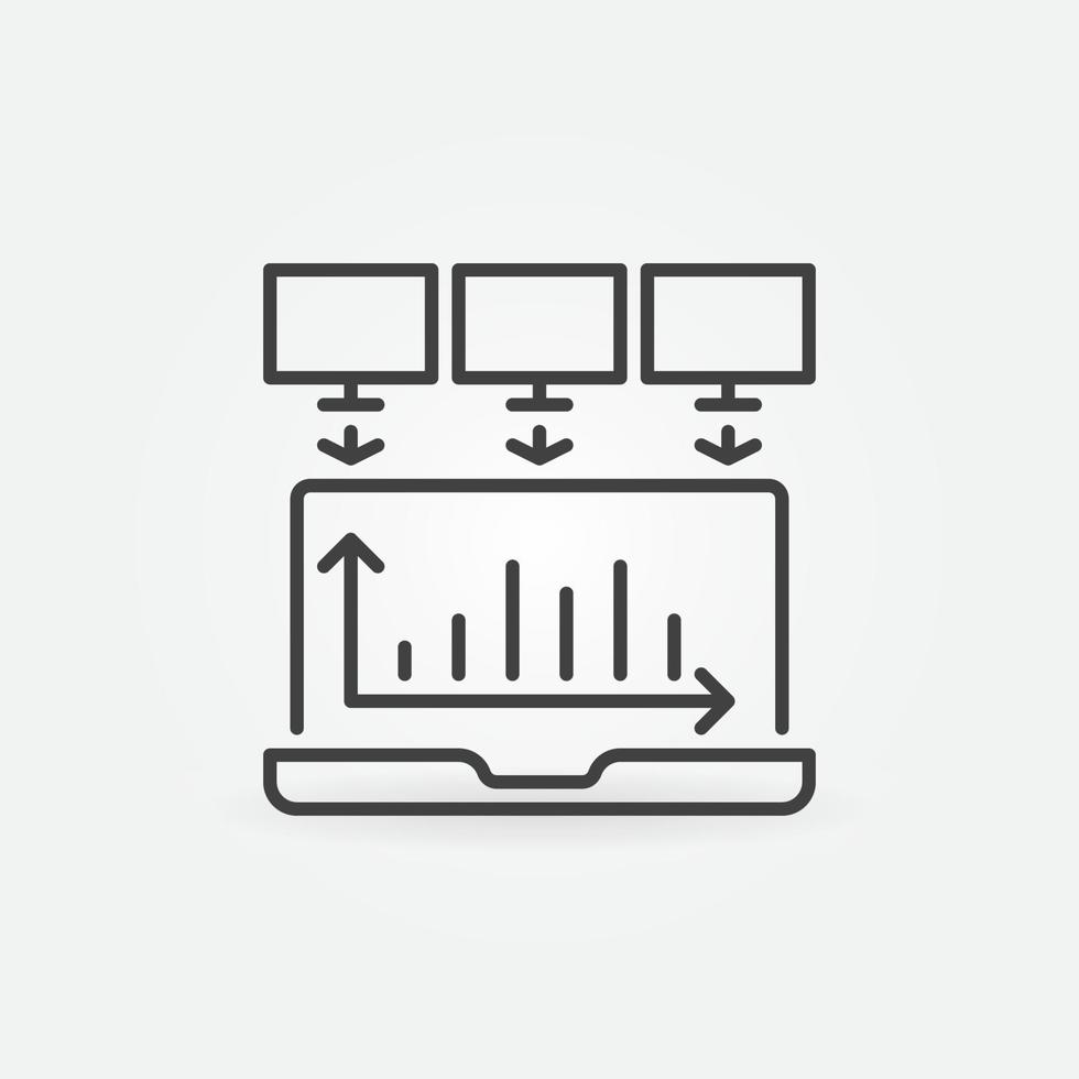 Icono de concepto de vector de contorno de minería de datos portátil