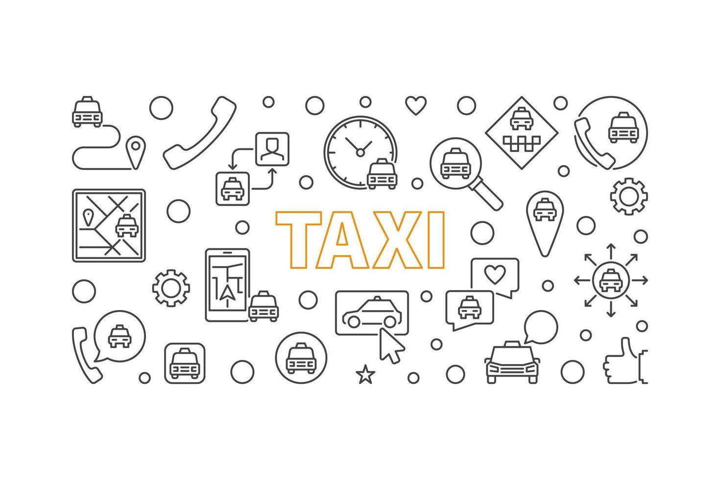 Taxi vector concept outline minimal horizontal illustration