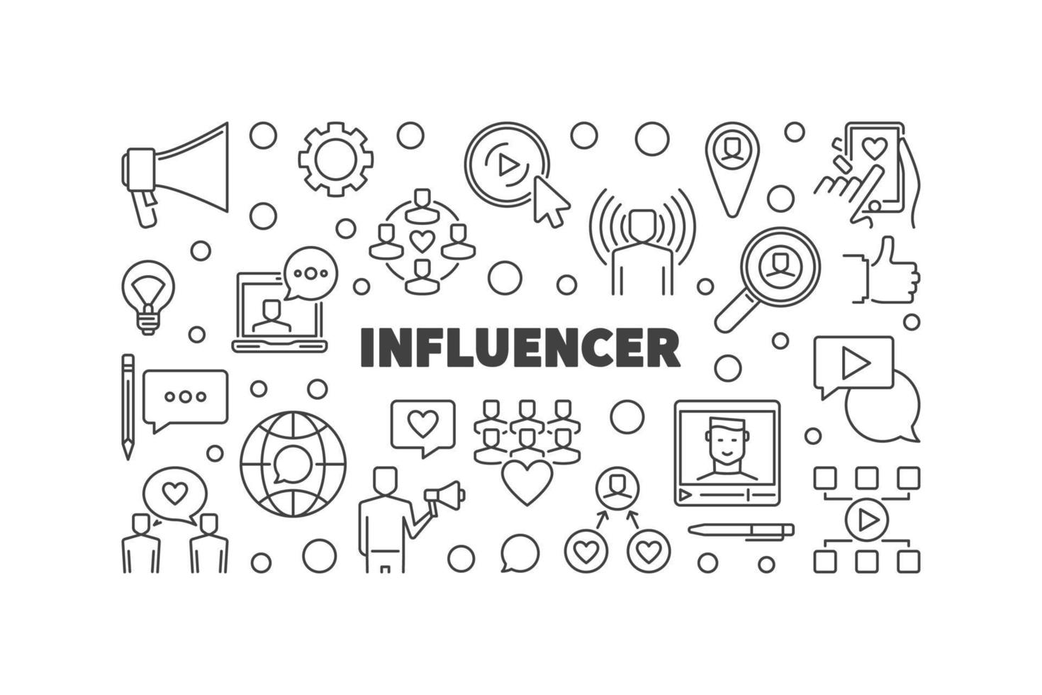 Influencer vector concept simple outline horizontal banner