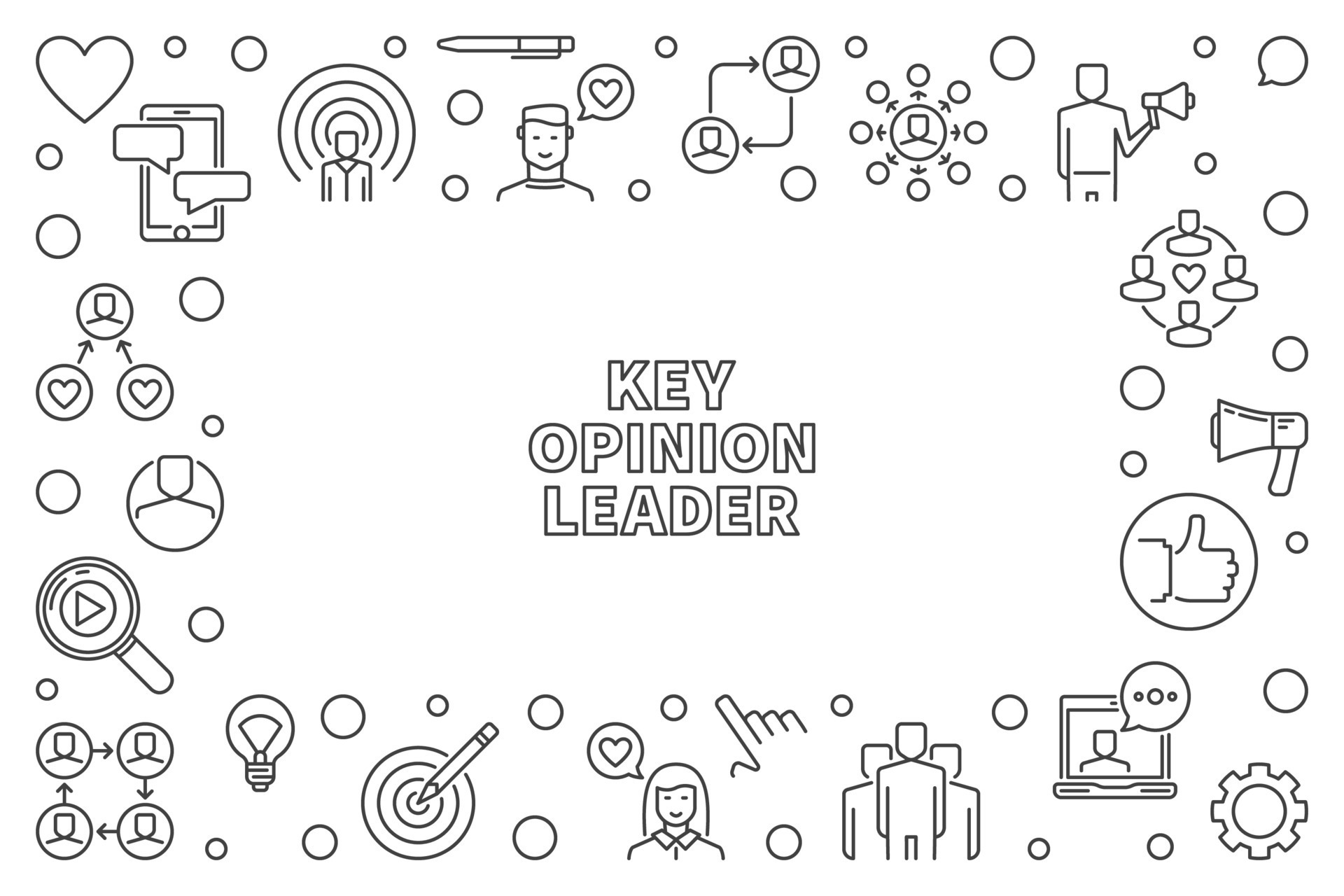 Key Opinion Leader linear frame vector KOL outline illustration