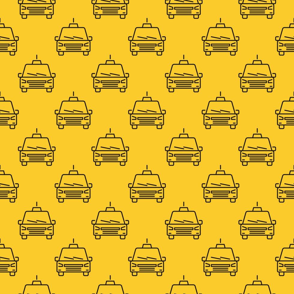 Seamless Pattern with Taxi Car line icon. Vector background