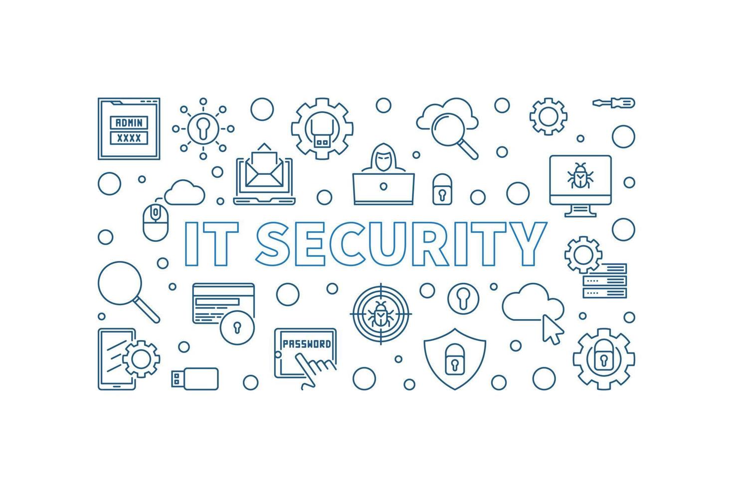 IT Security vector concept outline simple horizontal banner