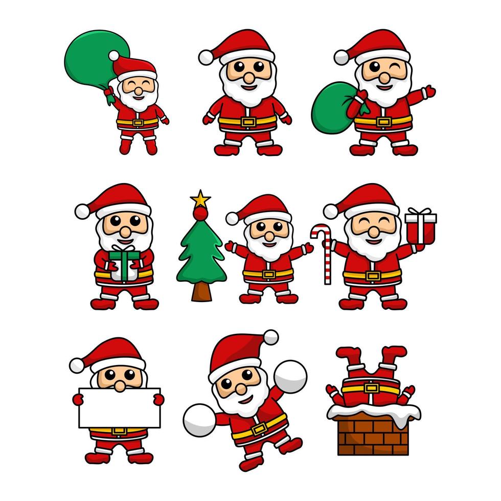 Cute santaclose illustration vector bundle