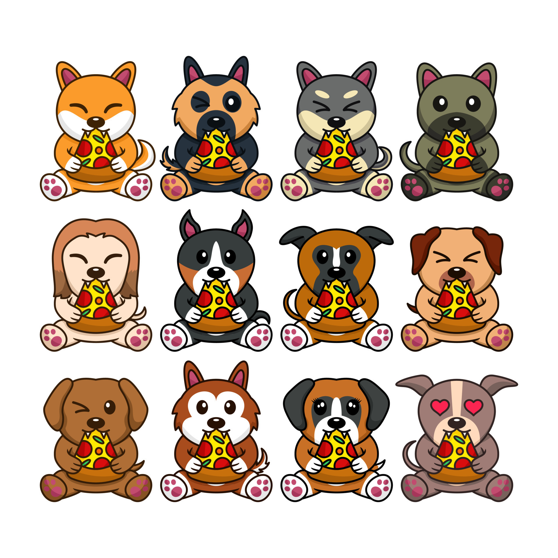 Bundle vector illustration of cute dogs eating pizza 13271243 Vector