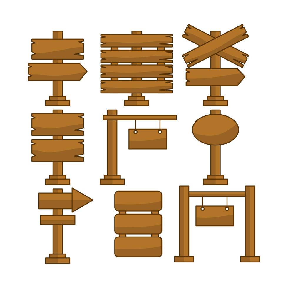 Bundle vector illustration of a wooden signpost