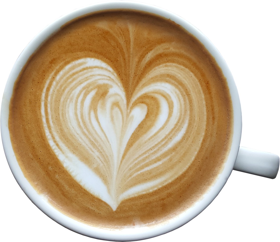 isolated coffee latte top view in a mug. png