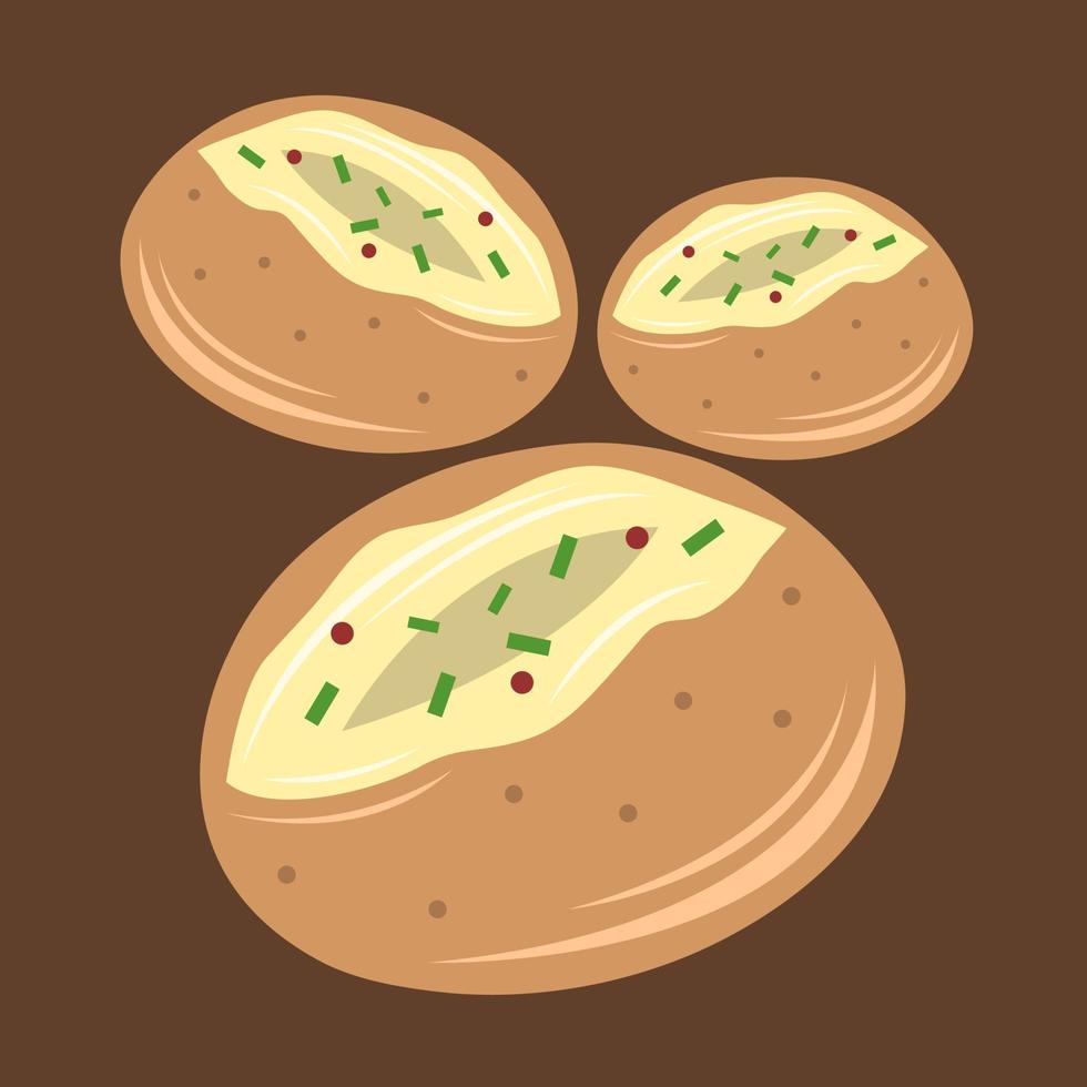 Baked cheese potato vector illustration for graphic design and decorative element