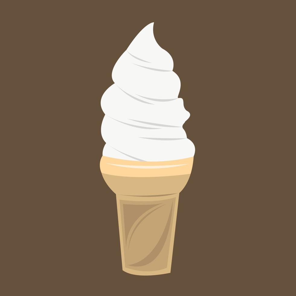 Vanilla soft ice cream cone vector illustration for graphic design and decorative element