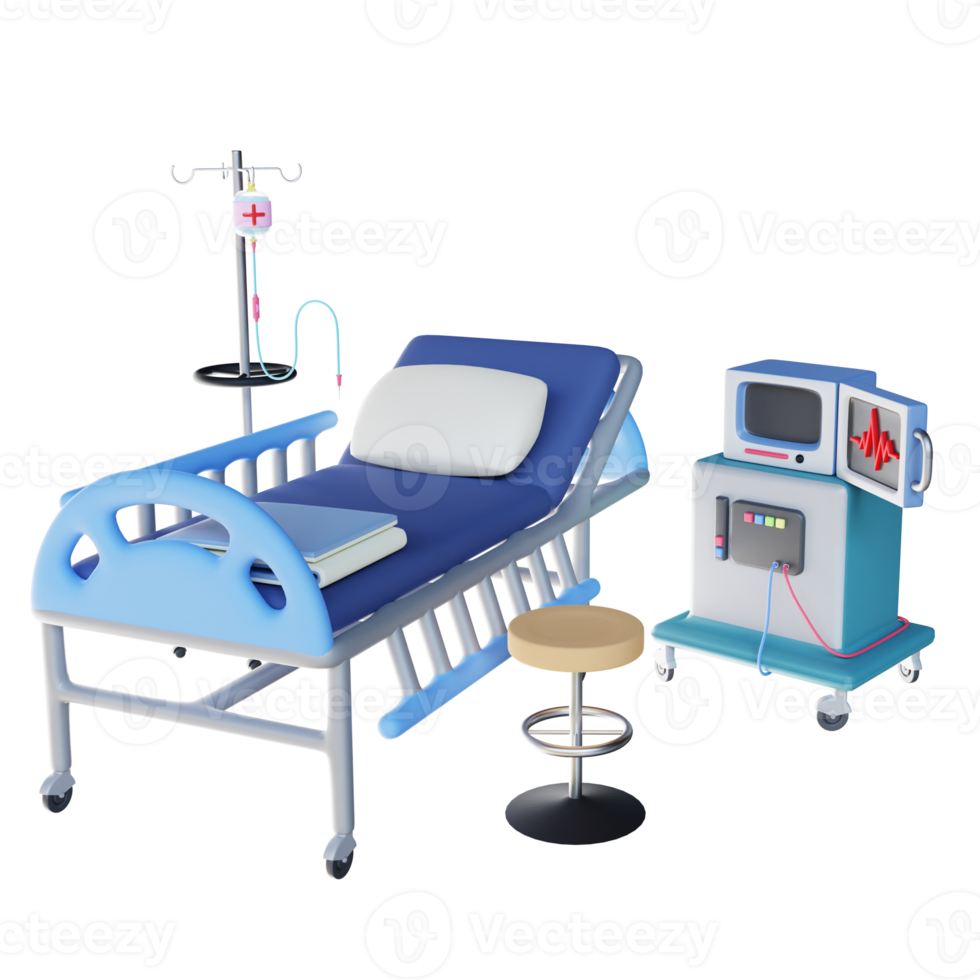 lit de patient hospitalisé rendu 3d png