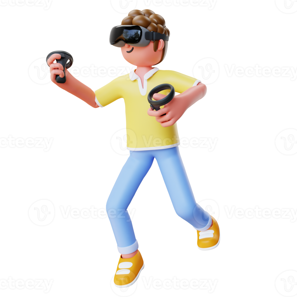 rendu 3d homme utilisant vr png