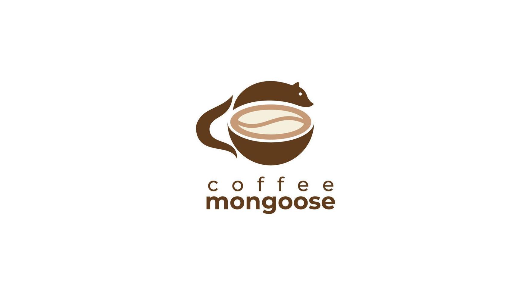 Ilustración de vector de concepto de diseño de logotipo de café mangosta