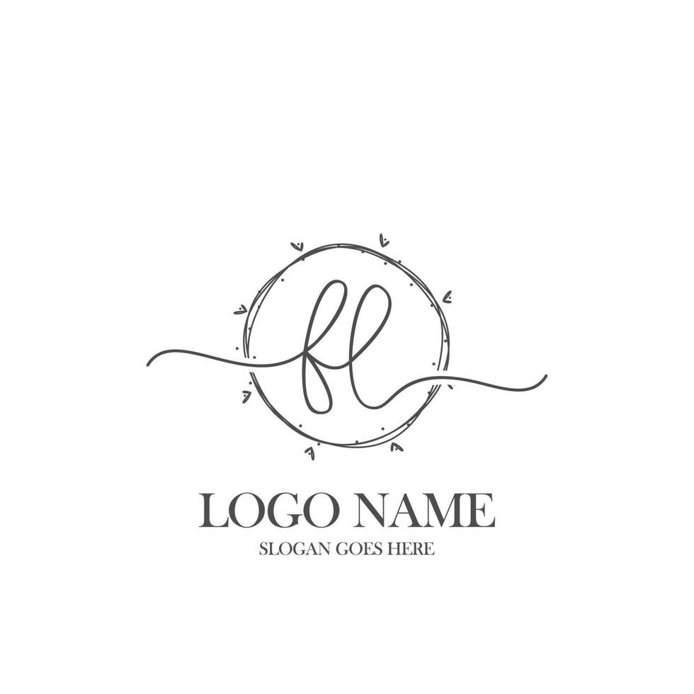 Initial FL beauty monogram and elegant logo design, handwriting logo of initial signature, wedding, fashion, floral and botanical with creative template. vector