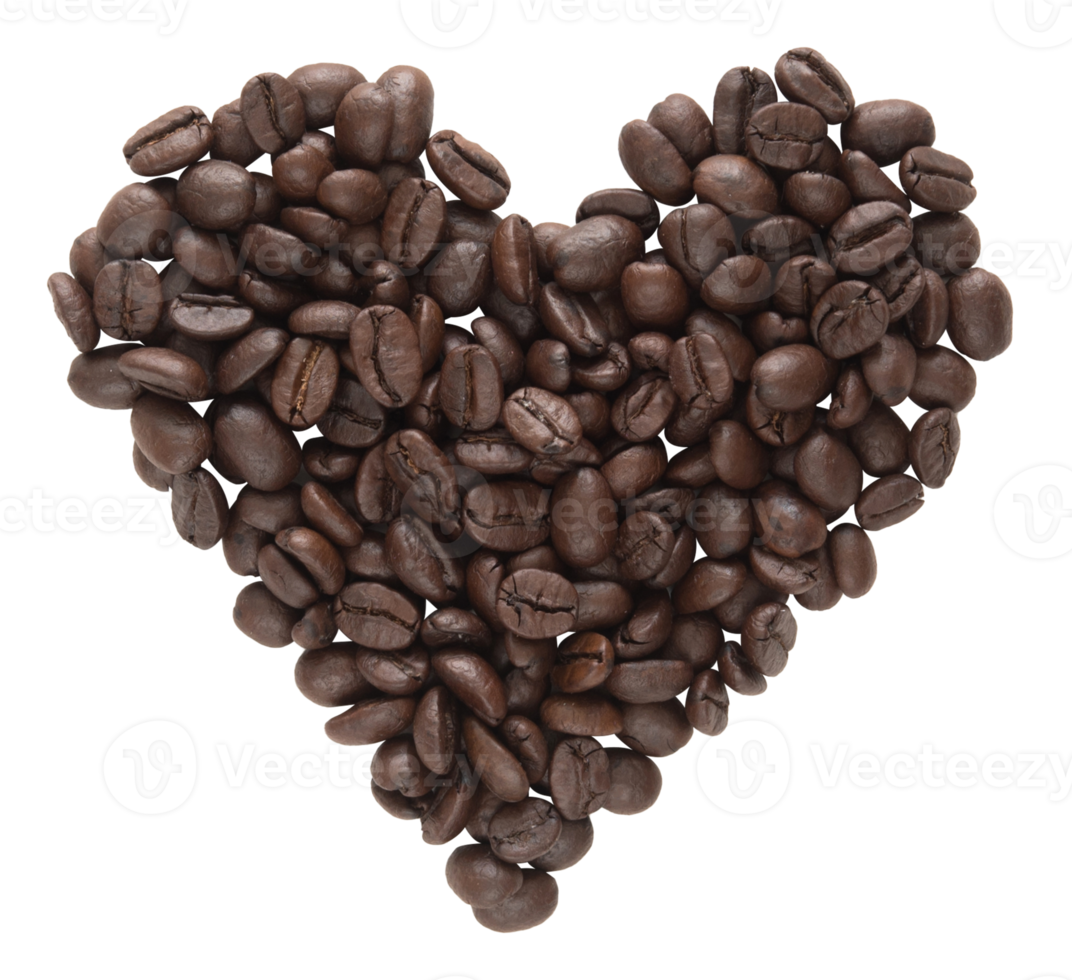 Coffee beans heart shape isolated png