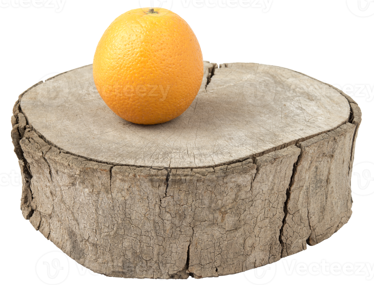 Orange on wood isolated png