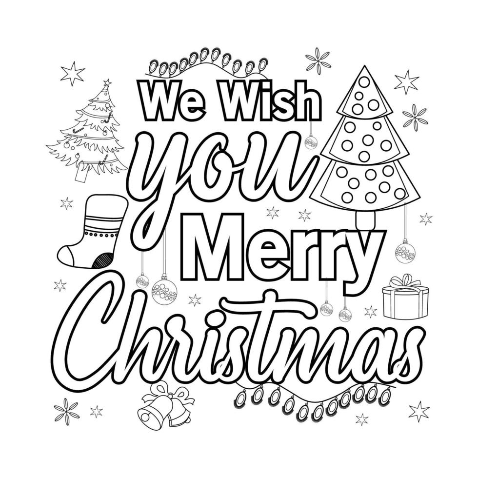Merry Christmas Coloring Page Christmas Line Art Coloring Page Design For Kids 13271585 Vector