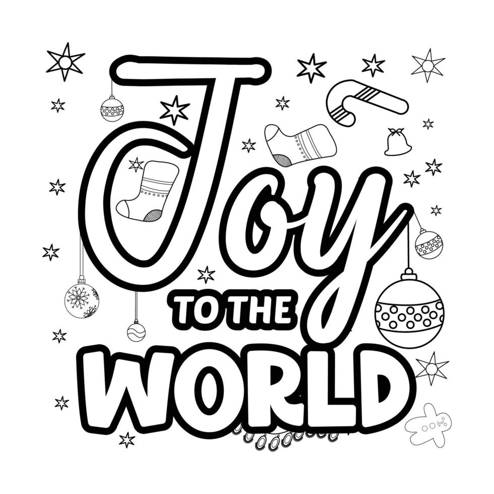 Merry Christmas Coloring page. Christmas line art coloring page design
