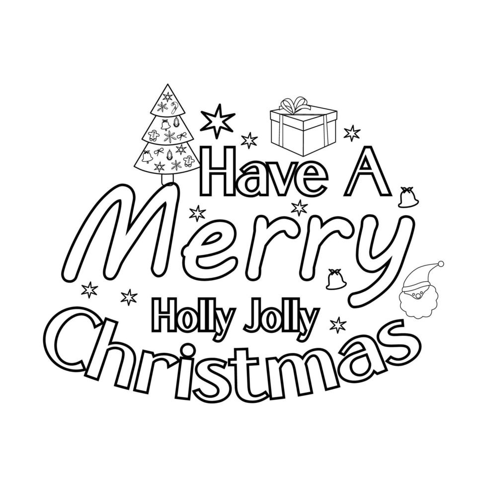 Merry Christmas Coloring page. Christmas line art coloring page design for kids. vector