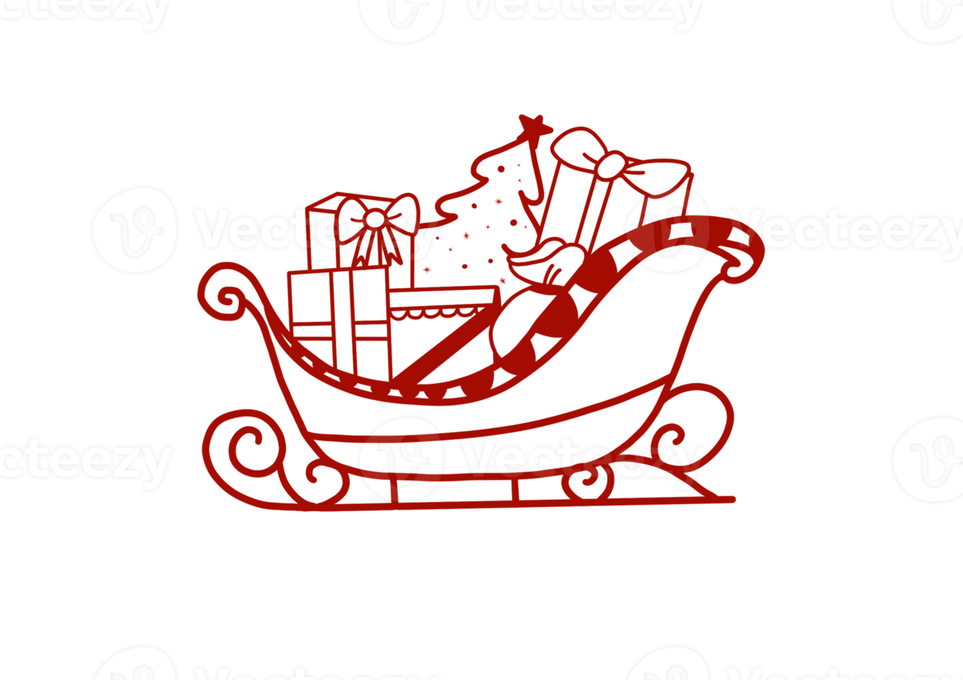 Red Santa Sleigh Outlined png