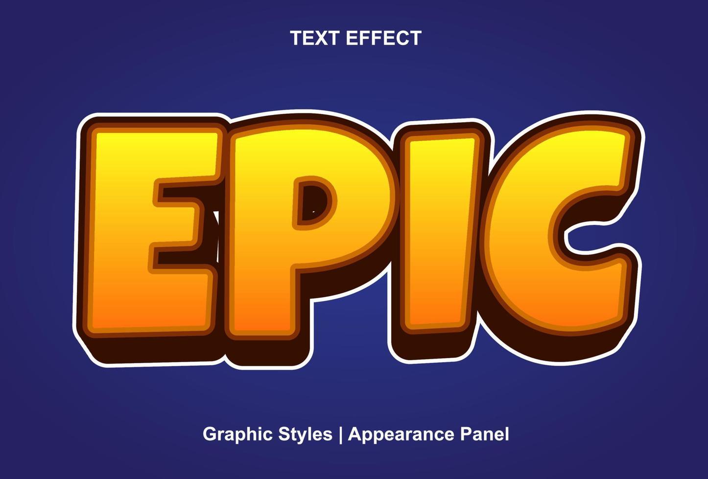 Epic text effect with 3D style. vector