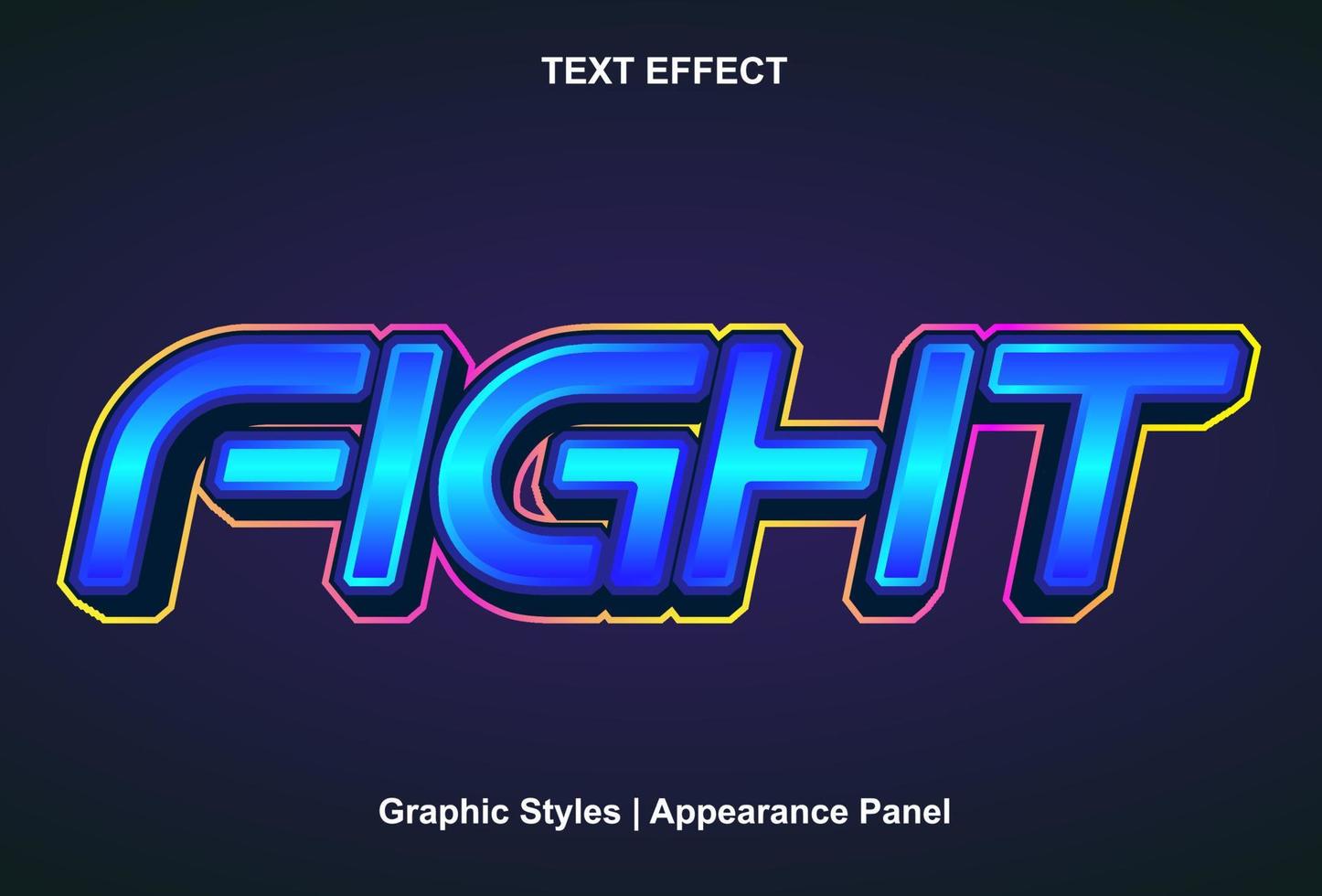 fight text effect in 3d style and editable vector