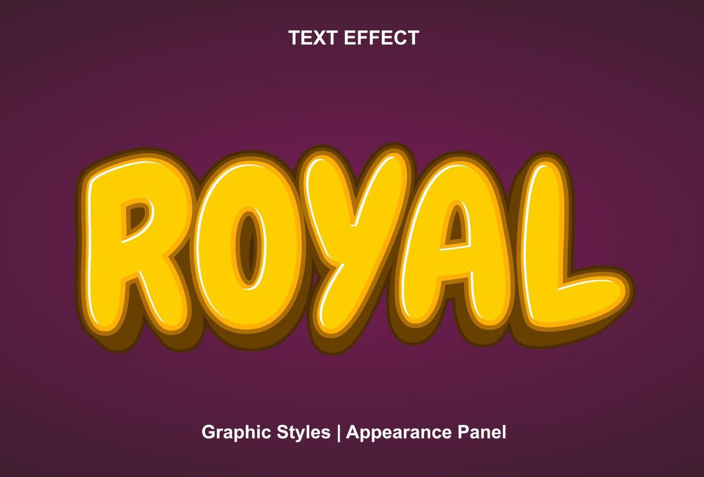 royal text effect with 3d style and editable vector