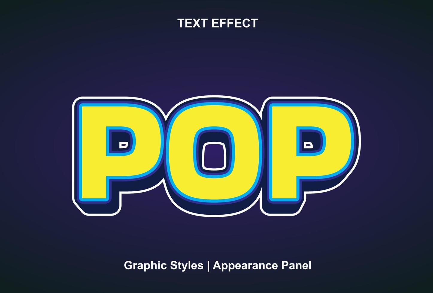 pop text effect with 3d style and editable vector