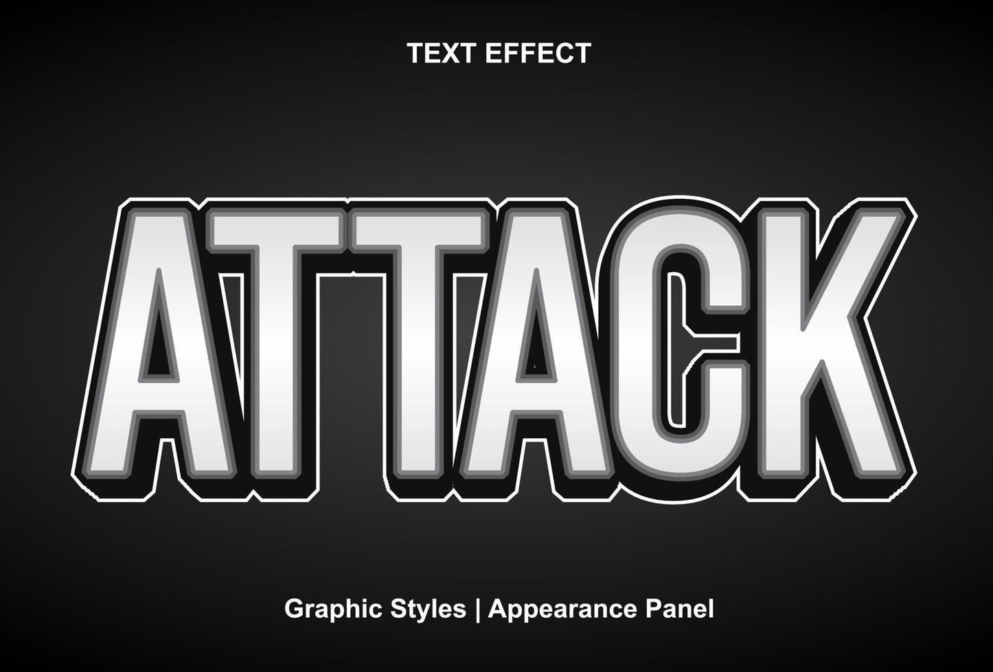 attack text effect with 3d style and editable vector