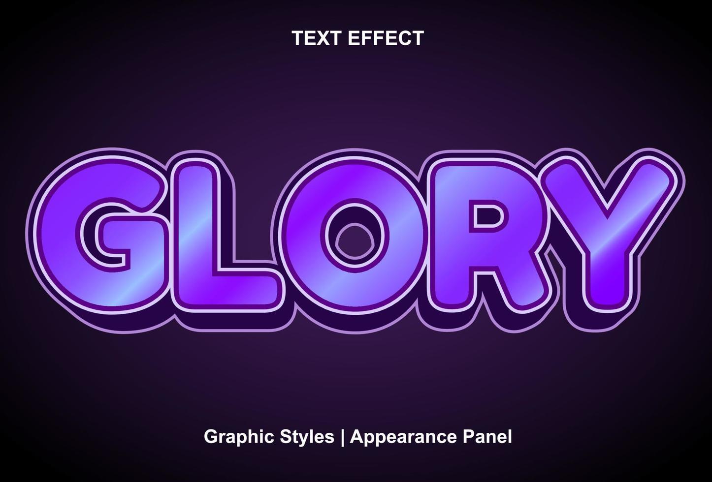 efecto de texto de gloria con estilo 3d y editable. vector