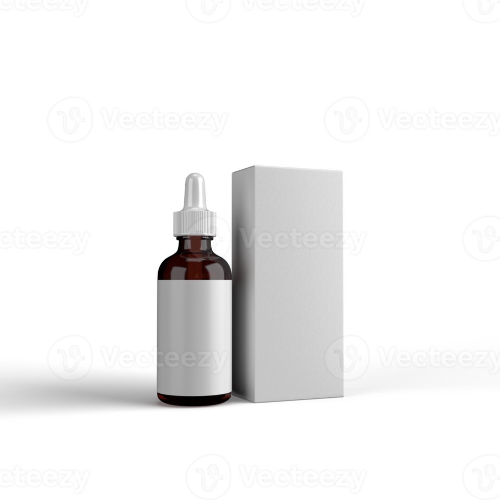Serum Bottle with Packaging 3D Rendering png