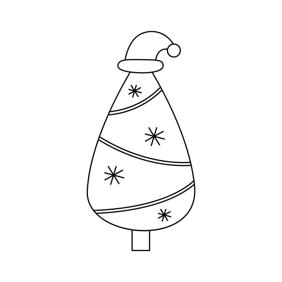 Vector illustration of cartoon Christmas tree on white background.