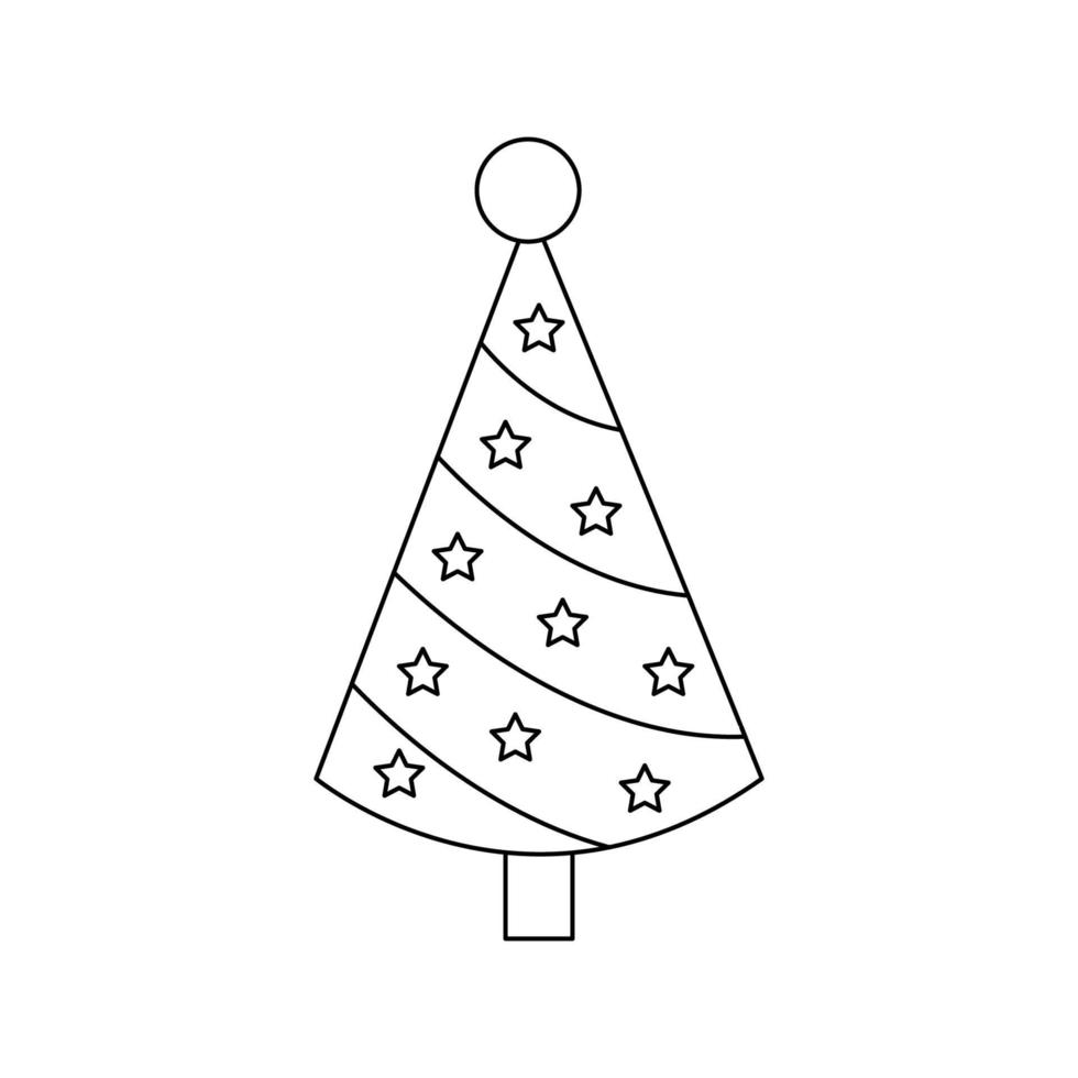 Vector illustration of cartoon Christmas tree on white background.