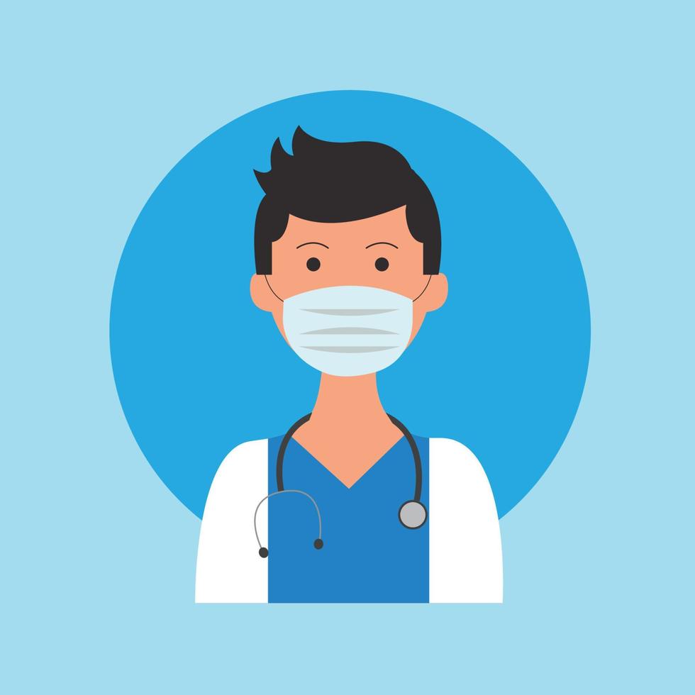 Male doctor wearing mask prevent covid vector