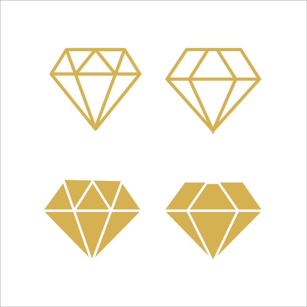 conjunto de iconos de logotipo de vector de diamante de oro