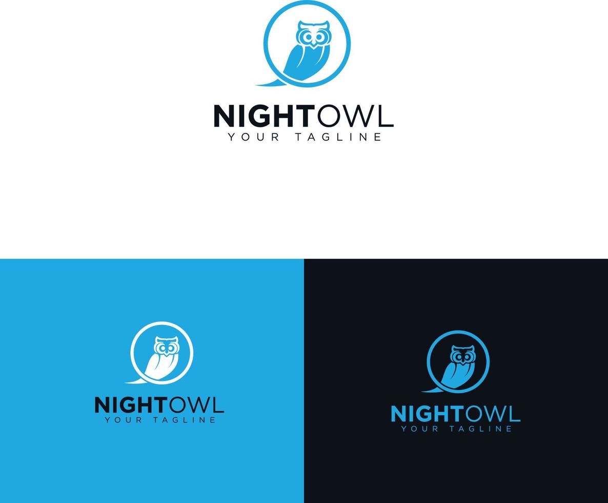 Night owl logo design vector