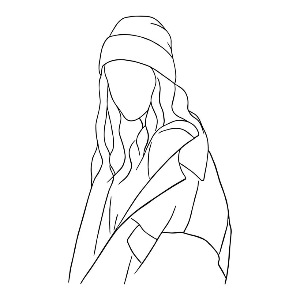 Line art minimal of fashion people lifestyle in hand drawn concept for decoration, doodle style vector