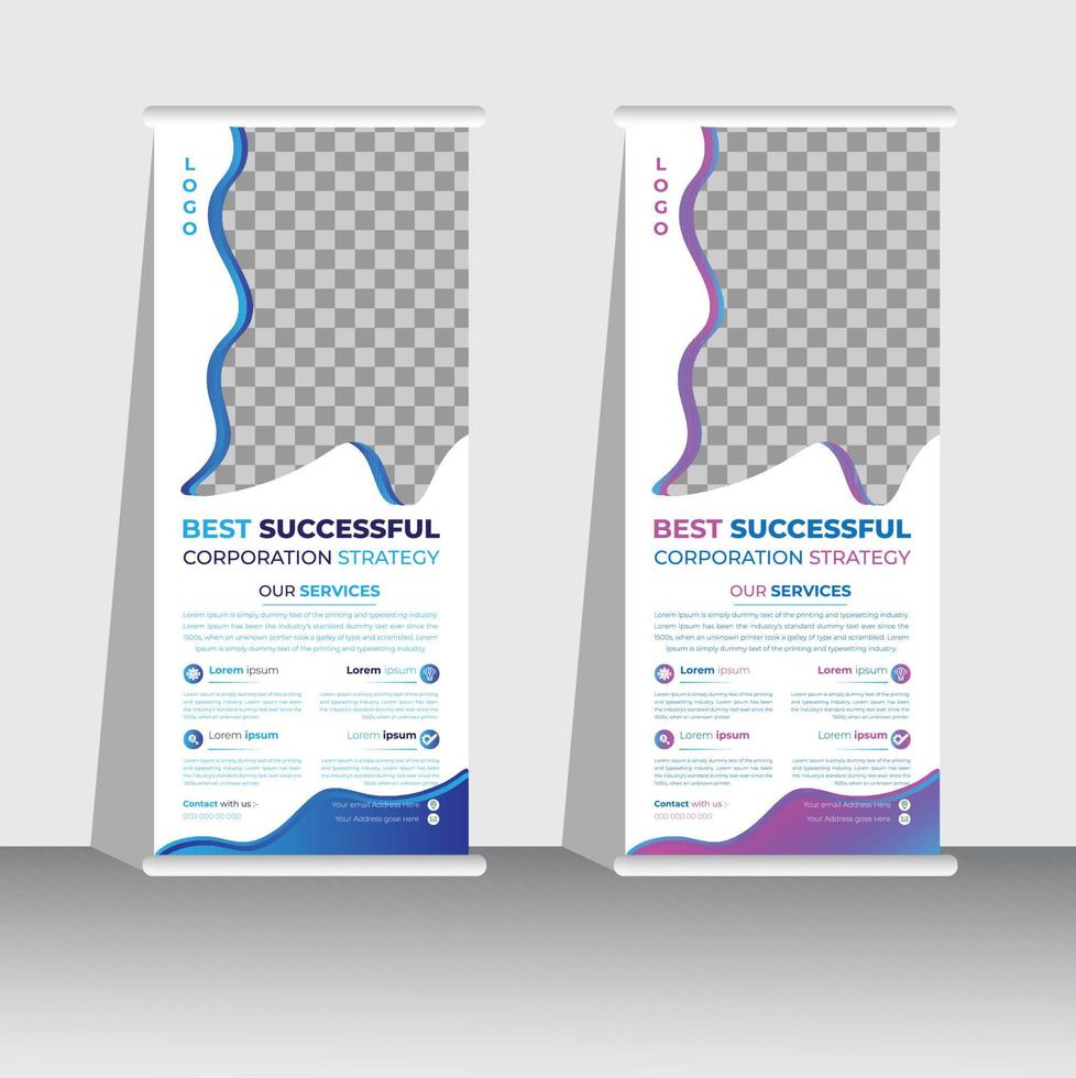 Professional Roll up stand banner template design, vertical, abstract background, pull up design, modern Banner, rectangle vector