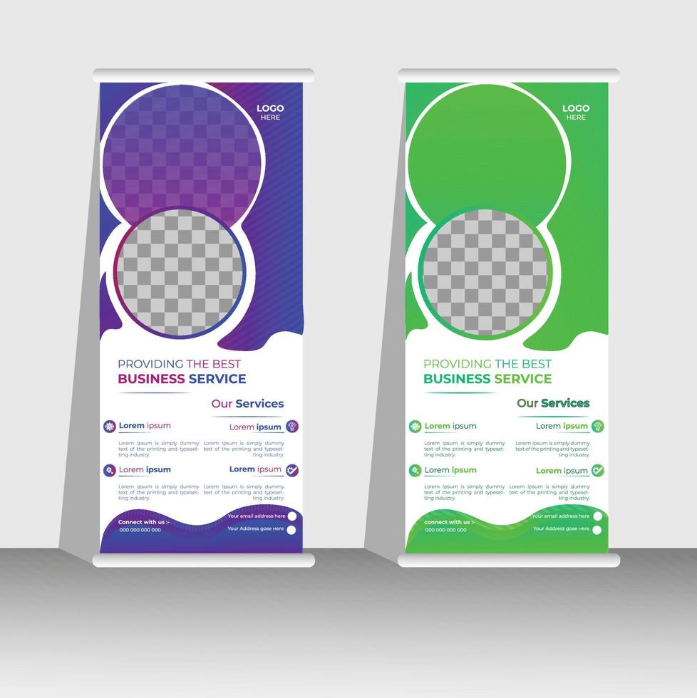 banner enrollable de negocios, plantilla de banner desplegable, plantilla de banner enrollable de impresión, vector