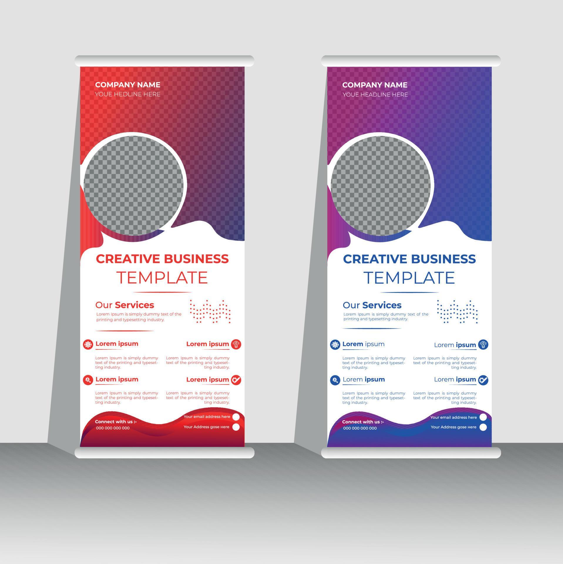 Business Roll Up Banner, Pull Up Banner Template, Print Roll Up Banner