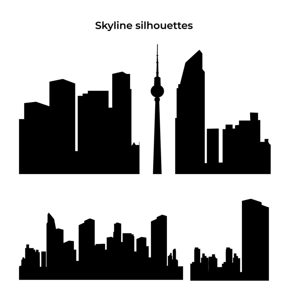 Set of silhouettes city scape element illustration template. Landscape design element. Vector eps 10.