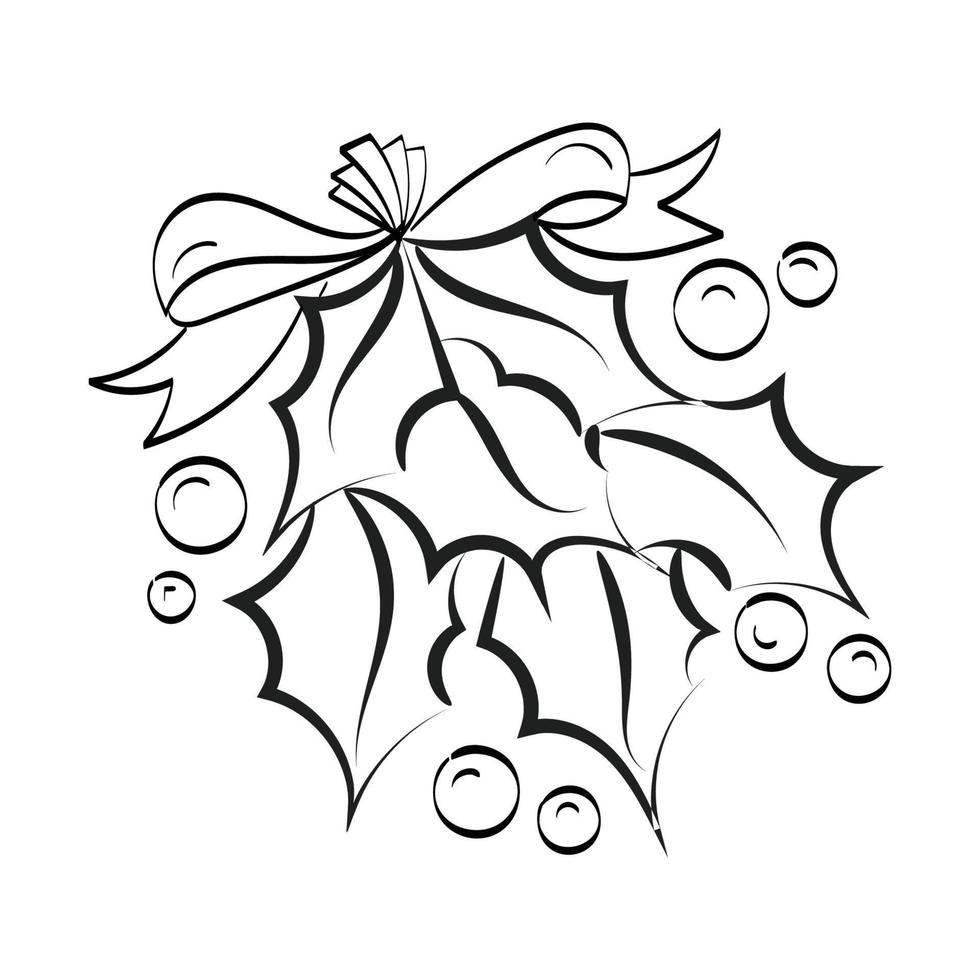 Vintage Holiday Icon Hand Drawn outline Christmas Illustration Vector