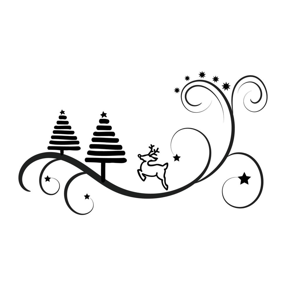 Vintage Holiday Icon. Hand Drawn outline Christmas Illustration. Vector element for Christmas Design