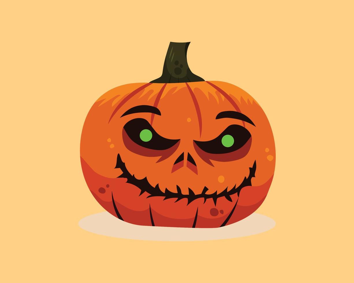 Scary halloween pumpkin illustration. vector