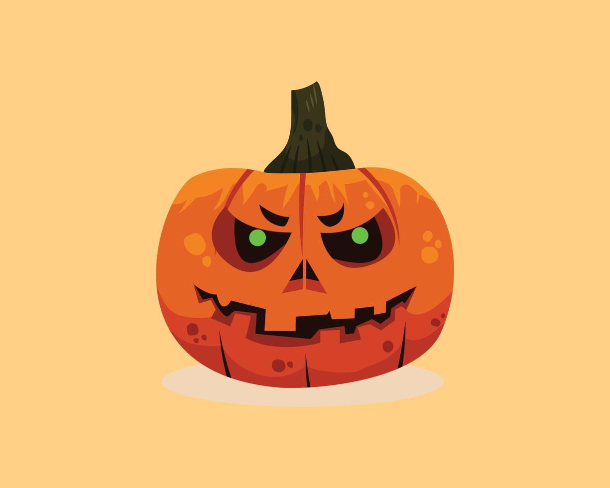 Scary halloween pumpkin illustration. vector