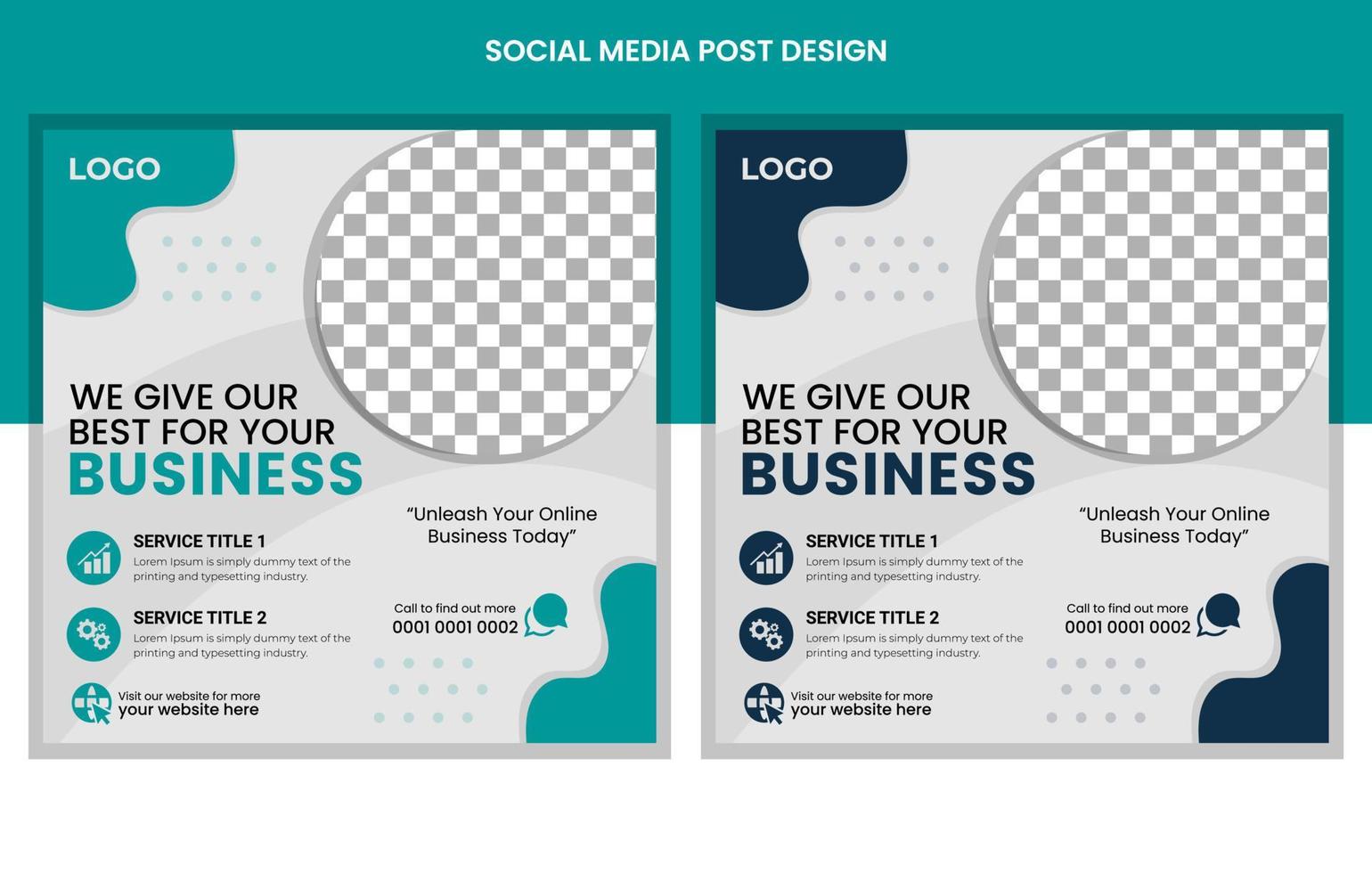 Corporate social media posts design, business web banners color variation template, Set of Editable square post template vector