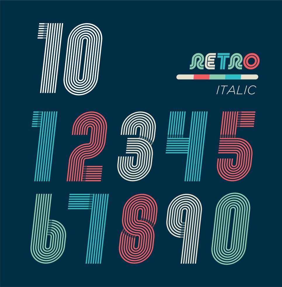 conjunto de números divertidos retro vector